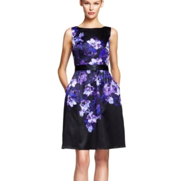 Adrianna Papell Dresses & Skirts - Adrianna Papell Black & Purple Floral Dress